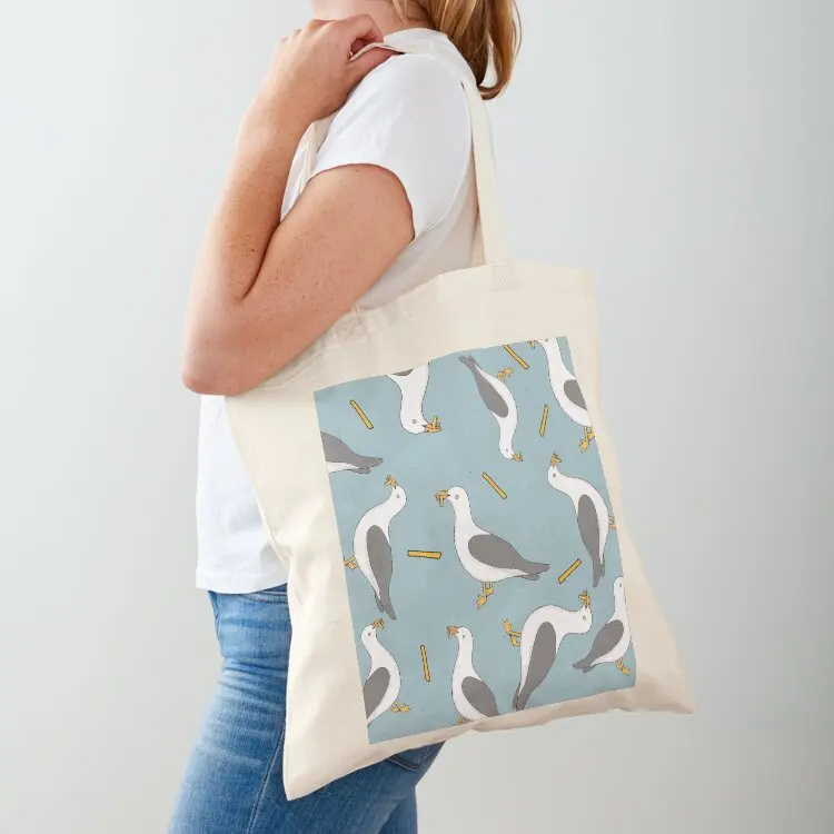 

Seagull and chips Tote Bag Women bags bag for beach tote bags men cute tote bag