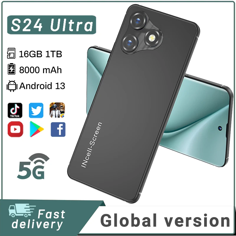 

Android Mobile Phones S24 Ultra 16G+1TB Unlocked SmartPhone 7.3 Inch Global Version Dual Sim Card Unlocked 8000mAh 5G CellPhone