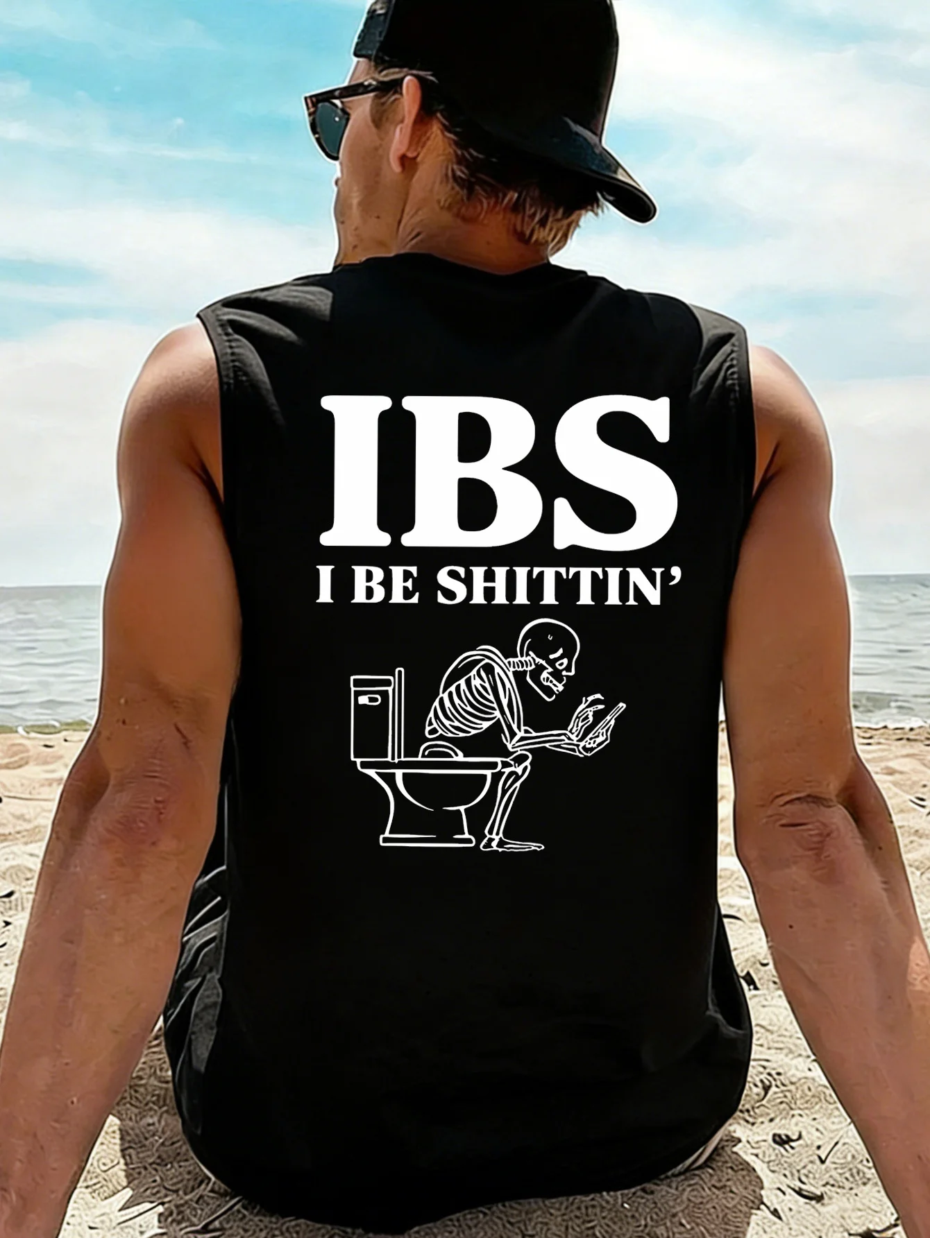 CLOOCL IBS Gastrointestinal Prank Skull Toilet Printed Vest Fashion Sports Vests Summer Man's Sleeveless T-Shirt Casual Top