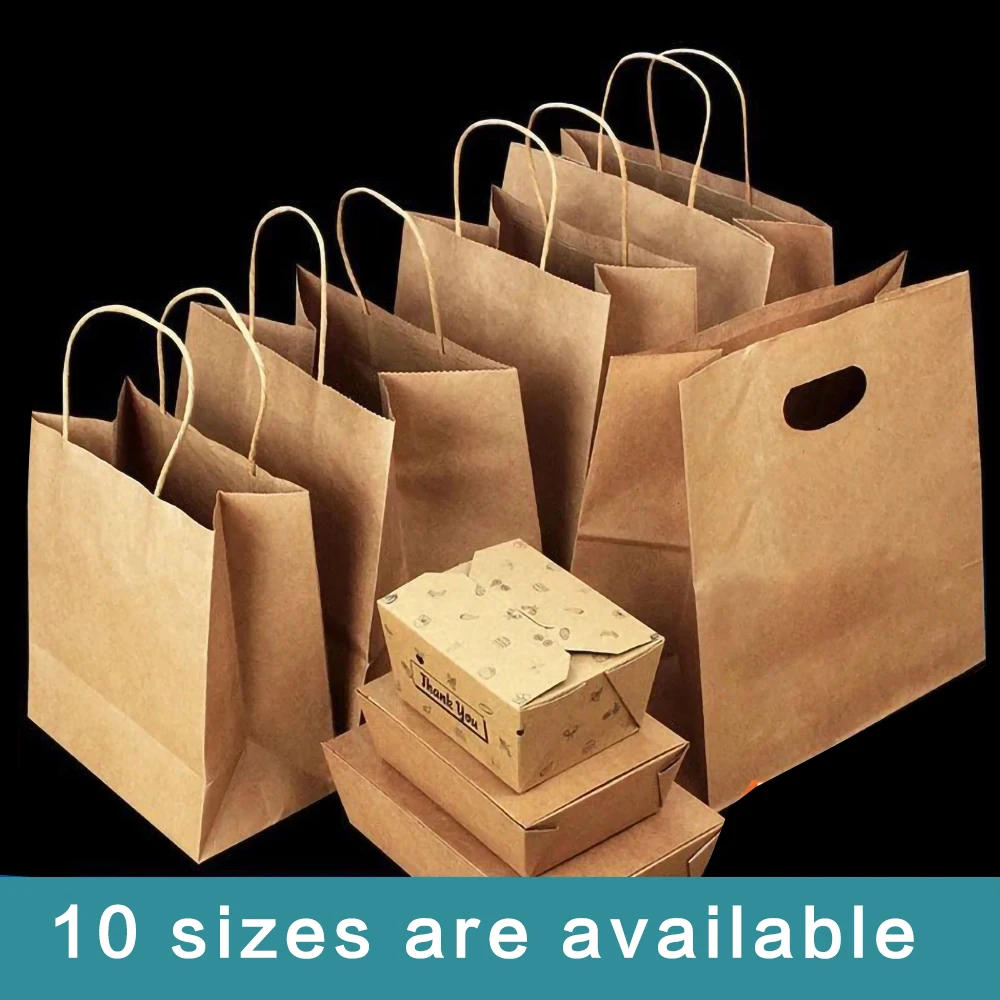 100Pcs Custom Logo Kraft Bags Gift Paper Packing Bag Craft Packaging Personalization business Shopping Clothes package Bags