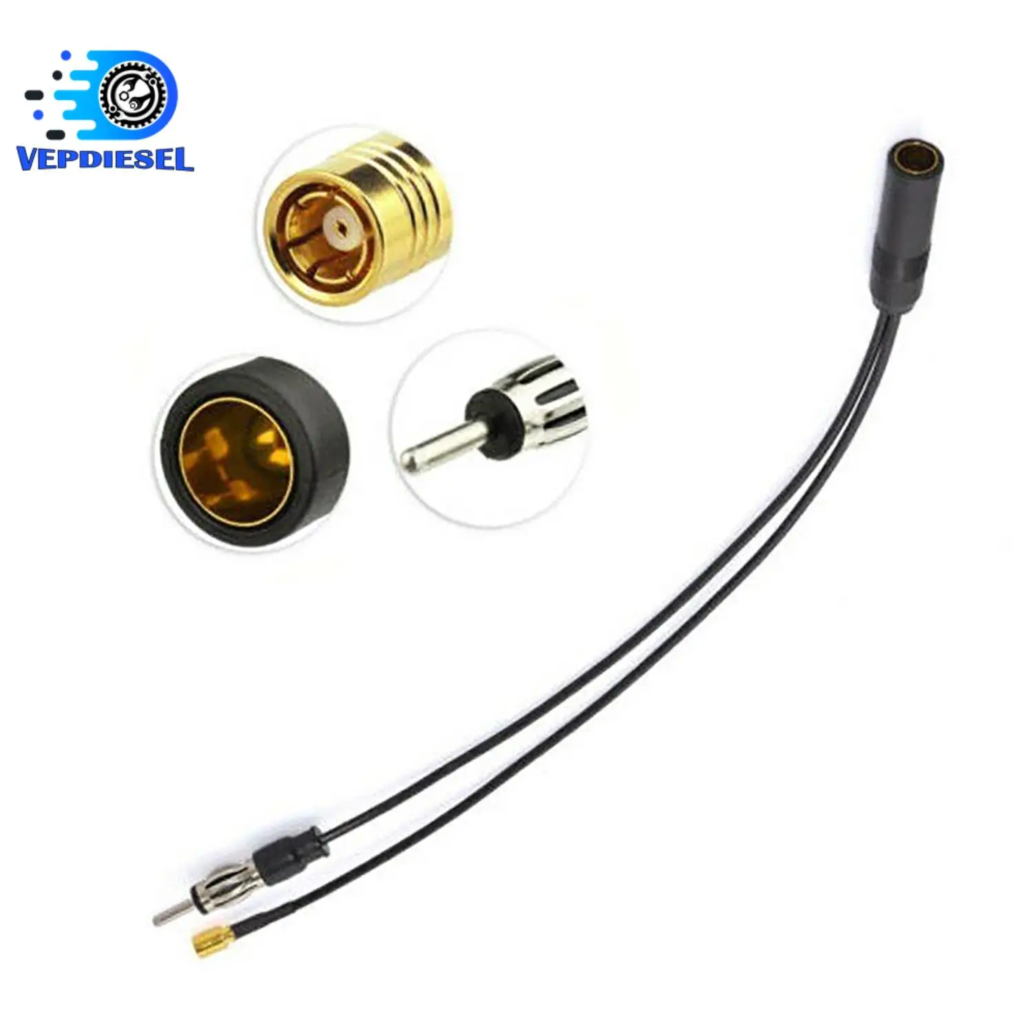 1pc DAB & FM/AM Car Radio Aerial Active Antenna SMB DIN Splitter Adapter Cable Car Accessories Parts