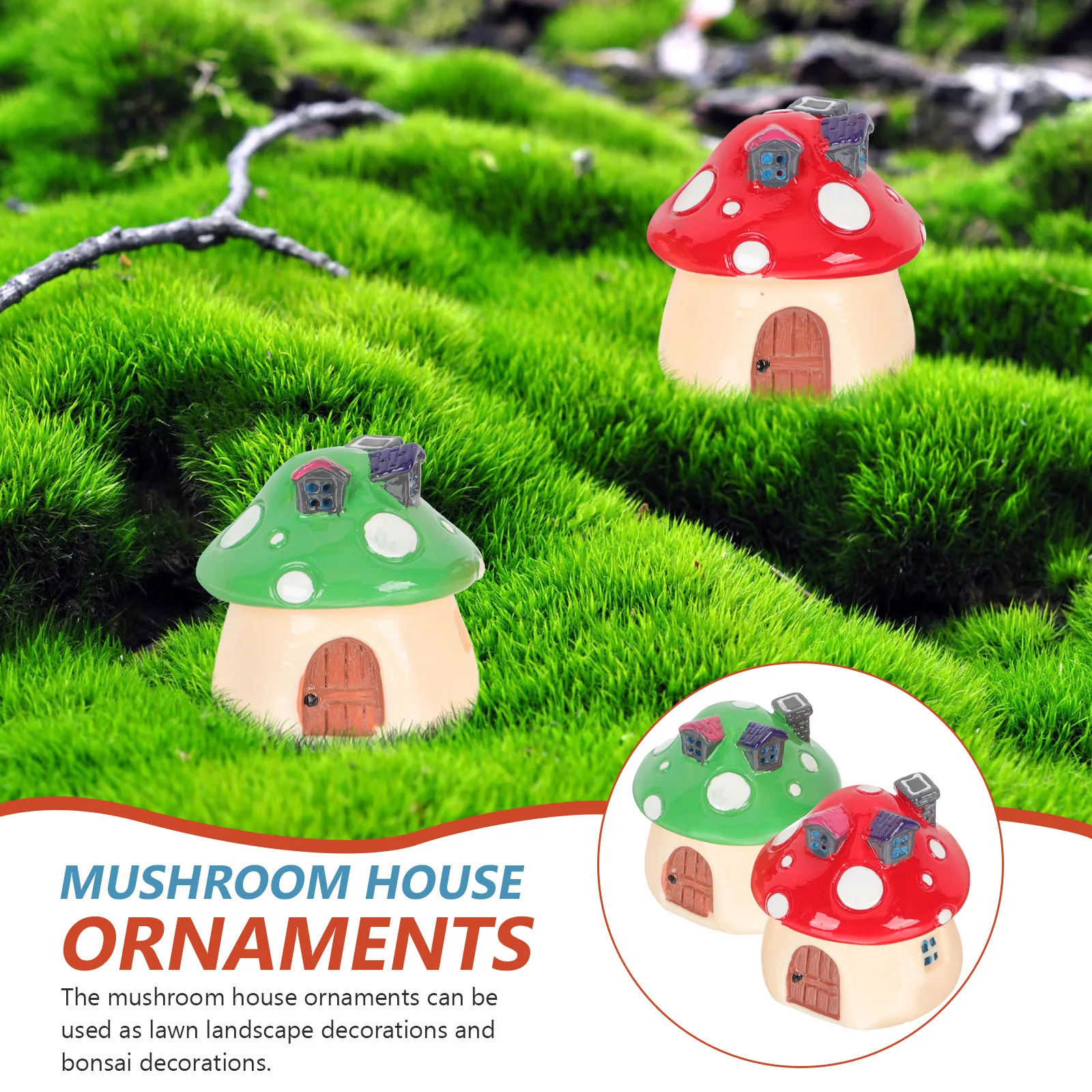 

2pcs Mini Figurines Garden Bonsai Decor Landscape Ornament Fairy Statues Outdoor Mushroom Accessories Tiny Mushroom Models