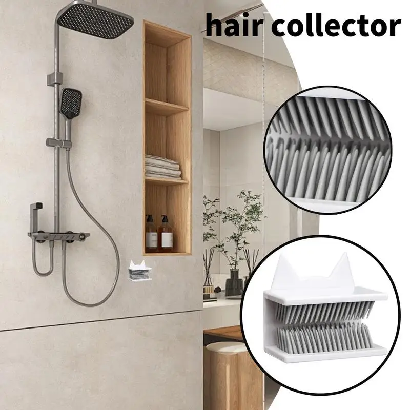 Wall Hair Catcher Drain Protector Reusable Bathroom Wall Hair Trapper Hair Catcher Wall Mounted Flexible Shower Drain Collector