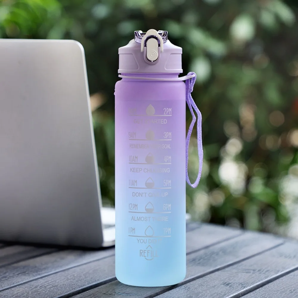 with Straw Colorful Water Bottle Large Capacity Straight Mug Large Capacity Bottle Handheld Plastic