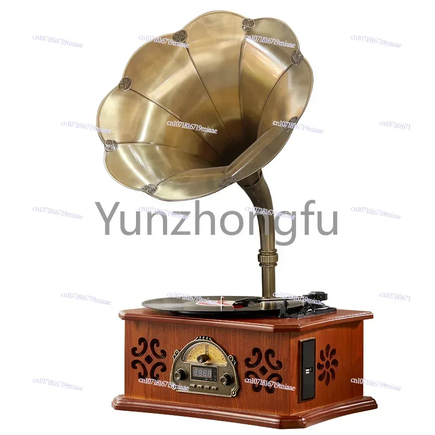 Retro Phonograph Mini Small Vinyl Record Player Bluetooth Old-Fashioned Antique Streamer Solid Wood Phonograph S5