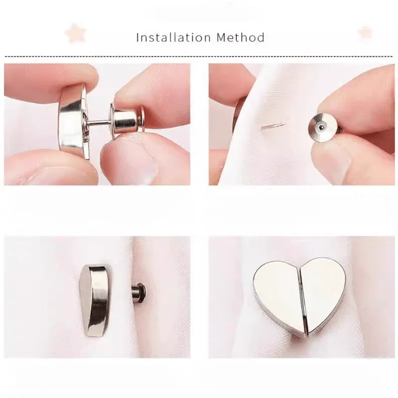3Pairs Heart Shaped Magnetic Curtain Clips, Detachable Window & Shower Curtain Magnetic Buckle, Premium Metal Texture for Bathro