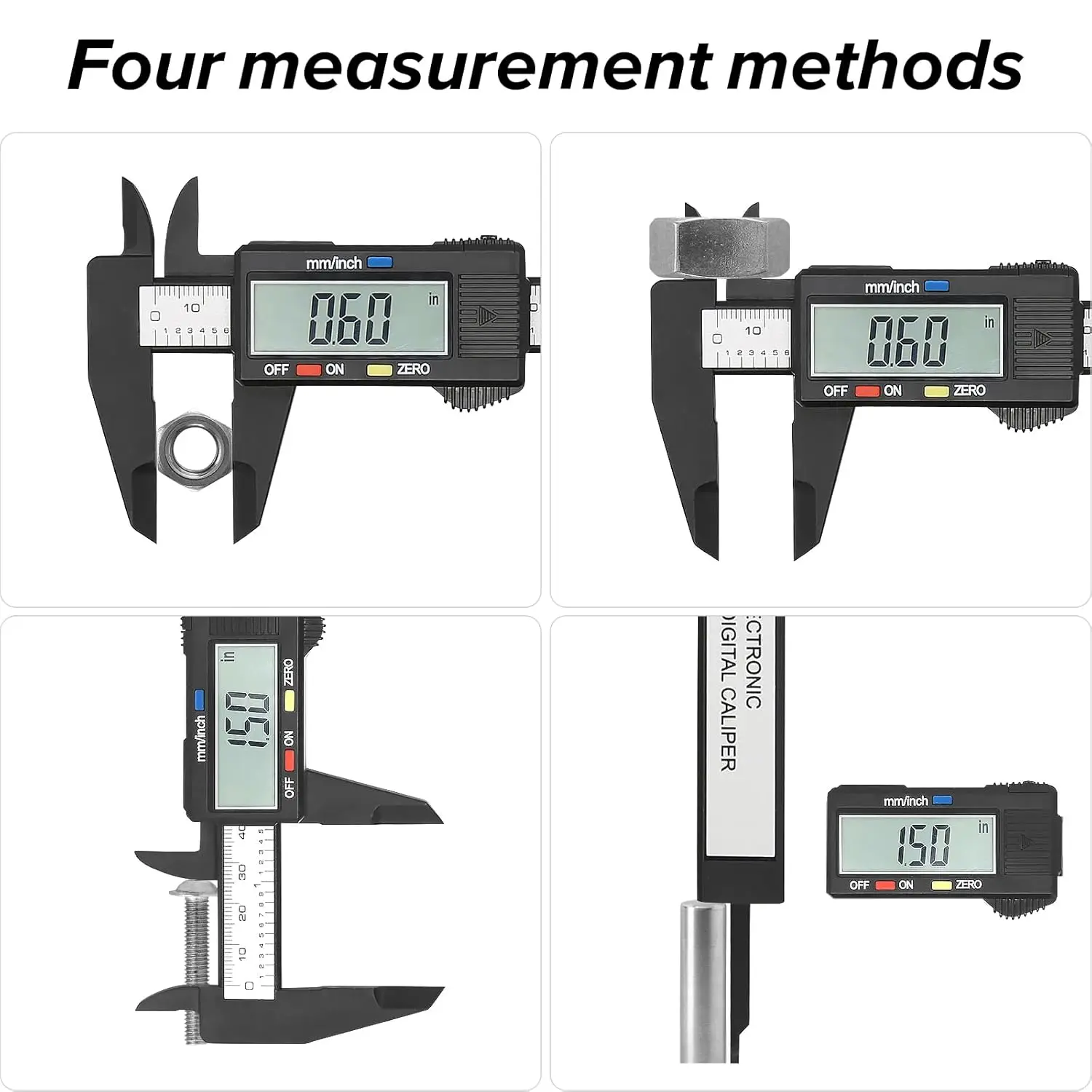 Electronic Digital Caliper, Plastic Vernier Caliper, Caliper Measuring Tool with Inch/Millimeter Conversion,
