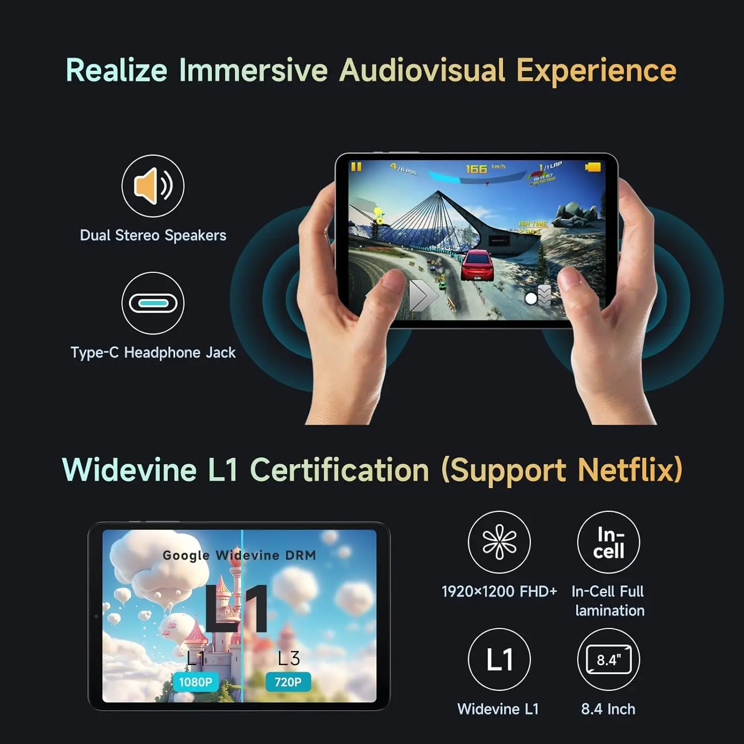 ALLDOCUBE iPlay 60 Mini Pro - Tableta de 8.4 pulgadas, Android 14, Helio G99, 8+8GB RAM 256GB ROM, Ampliable hasta 512GB, Widevine L1, Pantalla FHD 1920x1200, Batería 6050mAh, Cámaras 5MP + 13MP, 4G LTE, Bluetooth 5.2