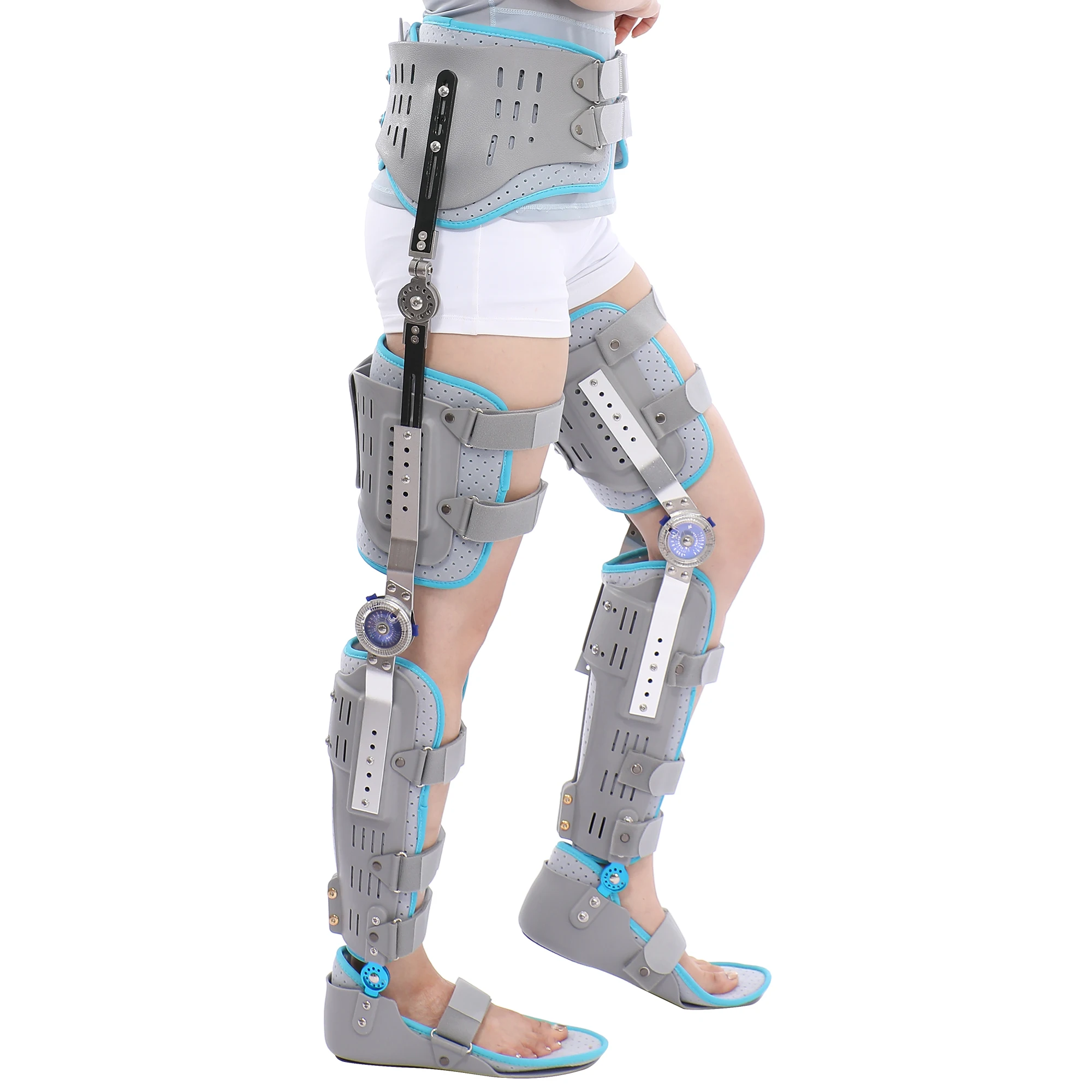 Stlf ajustável duplo joelho tornozelo pé suporte fixo exoesqueleto órtese dobradiça tornozelo e pé cinta para tornozelo pé orthose