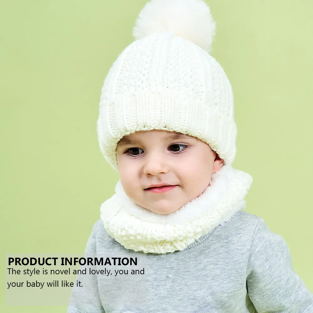 

1Set Baby Knitted Hat and Neckerchief Set Winter Warm Lined Kids Hat Scarf for Boys Girls Age 0-3 Cute Adorable Gift