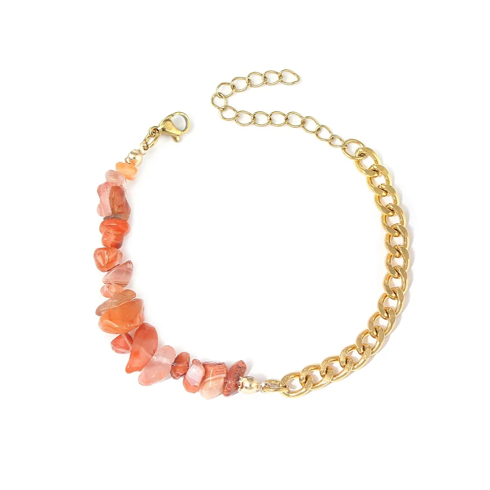 Fashion Metal Stone Stone and Metal Bracelet 4 Colors Good Luck Spliced AB Chain Bracelet Handmade Wealth Bracelet Women Men