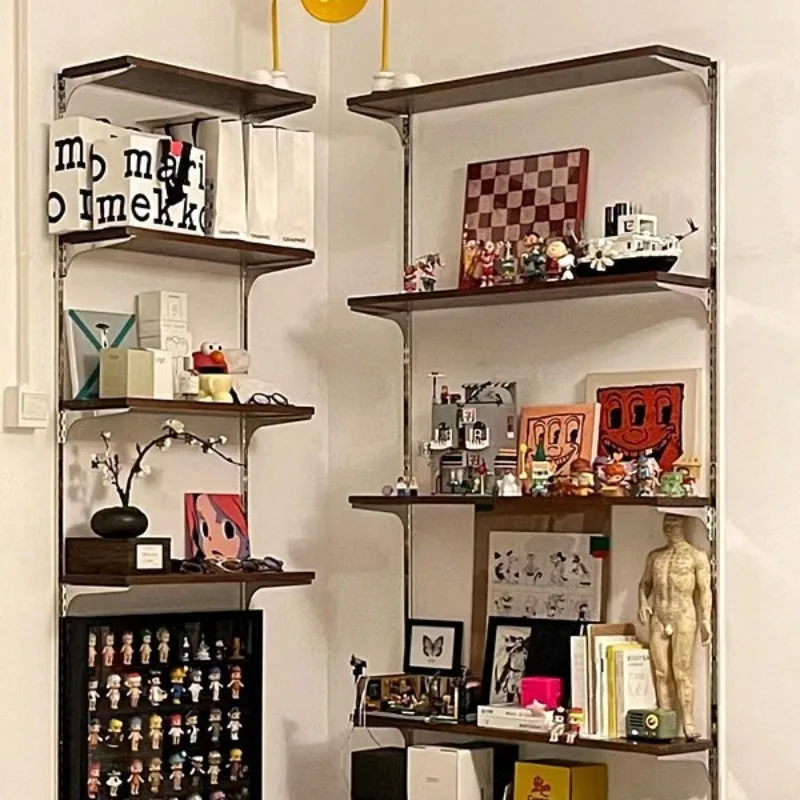 Medieval style 606 wall baffle solid wood bookshelf retro wall-mounted track shelf multi-layer storage rack