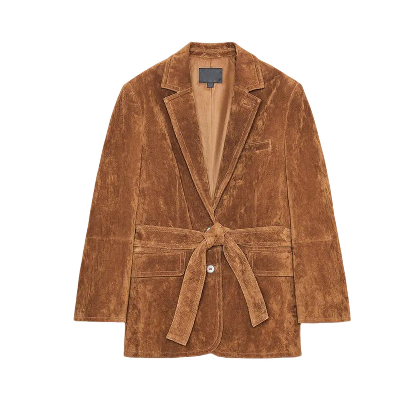 Nieuwe herfst damespak Jaet met oulderpads Lange Sve Turn-down kraag Kunstsuède Casual Sle Normale lengte