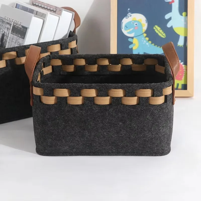 Factory direct sales wholesale custom environmentally friendly felt weaving multi-functional kitchen household storage basket