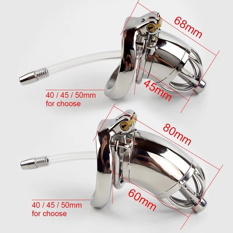 Stainless Steel Chastity Device with Urethral Sounds Catheter and Spike Ring S/L Size Cock Cage Male Chastity Belt 18+ Sex Shop