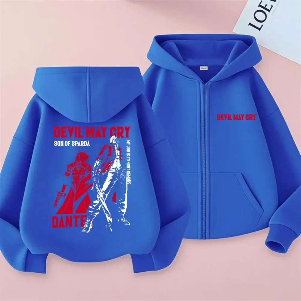 Anime Devil May Cry Son of Sparda Dante Reißverschluss Hoodie Männer Frauen Cartoon Manga Zip Up Jacke Mantel Unisex Vintage Casual Hoodies – Detail 4