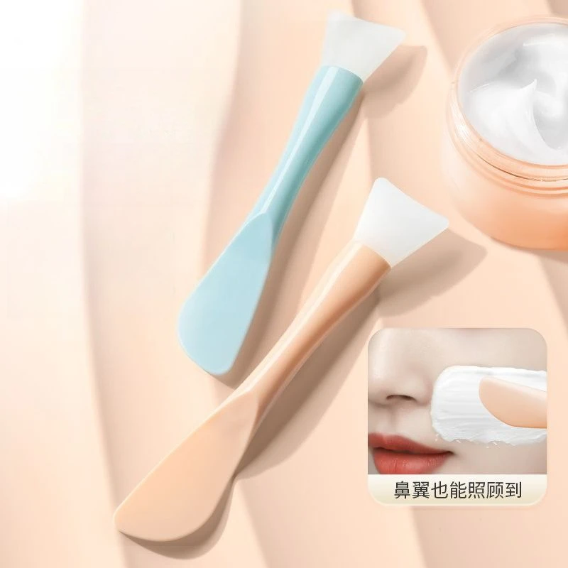 Spazzola per maschera facciale in silicone Testa morbida con raschietto Spazzola per pellicola di fango integrata a doppio uso Strumento di bellezza per la regolazione della pellicola fai-da-te Cura della pelle