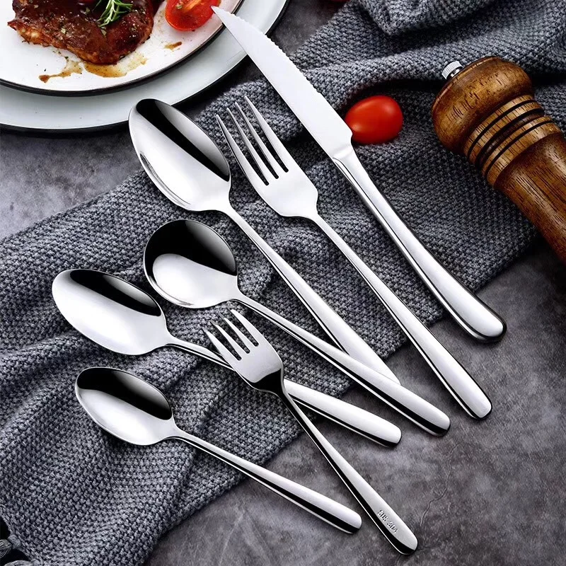 Thickened 304 Stainless Steel Table Knife,Fork and Spoon,Western Steak Set,Hotel Coffee Spoon,Dessert Ice Spoon,Serrated Knife