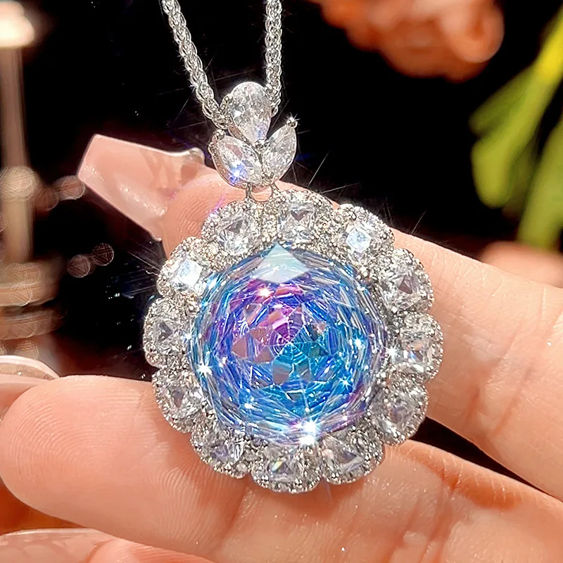 New autumn and winter jewelry set with gold-plated gradient colors and a high-end feel, featuring a main stone of 18-16mm