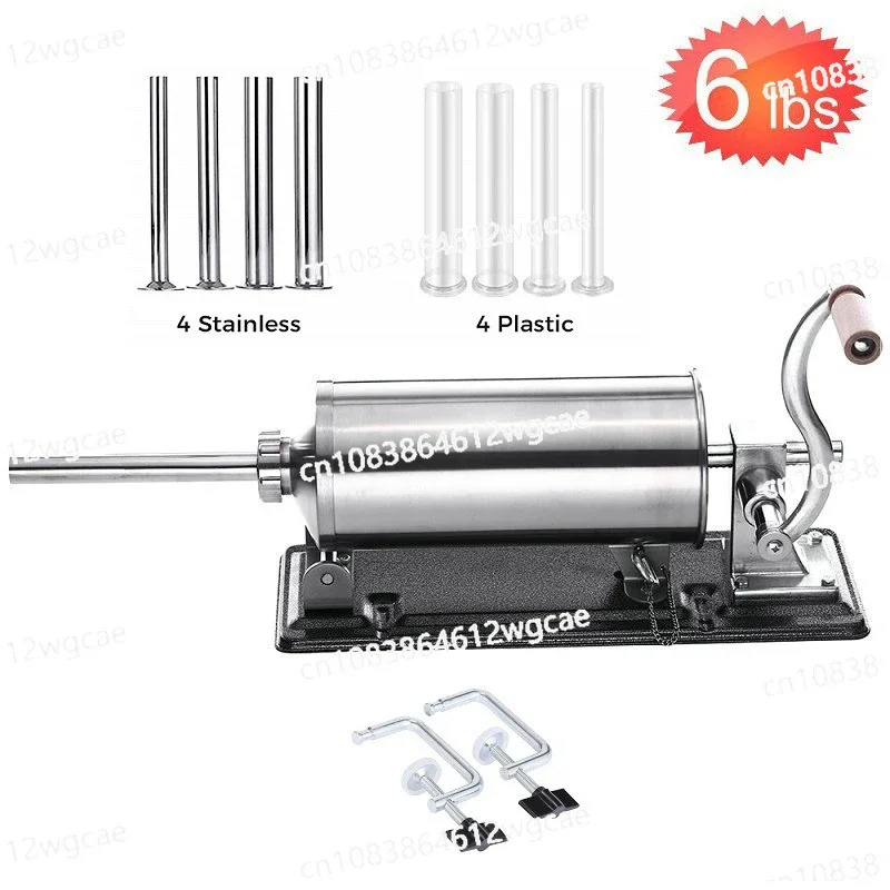 Stainless Steel 6-pound Sausage Machine, Household Manual Horizontal Sausage Machine, Sausage Machine AYB011