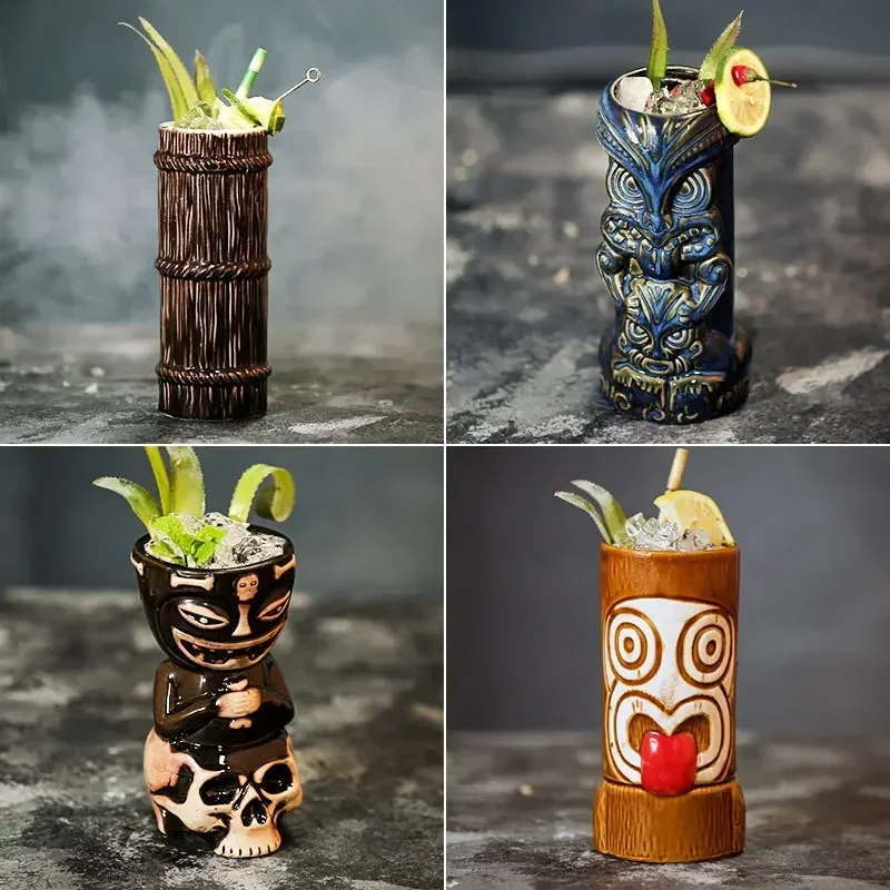 Ceramic Bar Hawaii Tiki Mugs,Cocktail Beer Glass,Martini Glasses,Beverage Mugs,Creative Funny Cup,Coffee Cups,Home Decor Gift