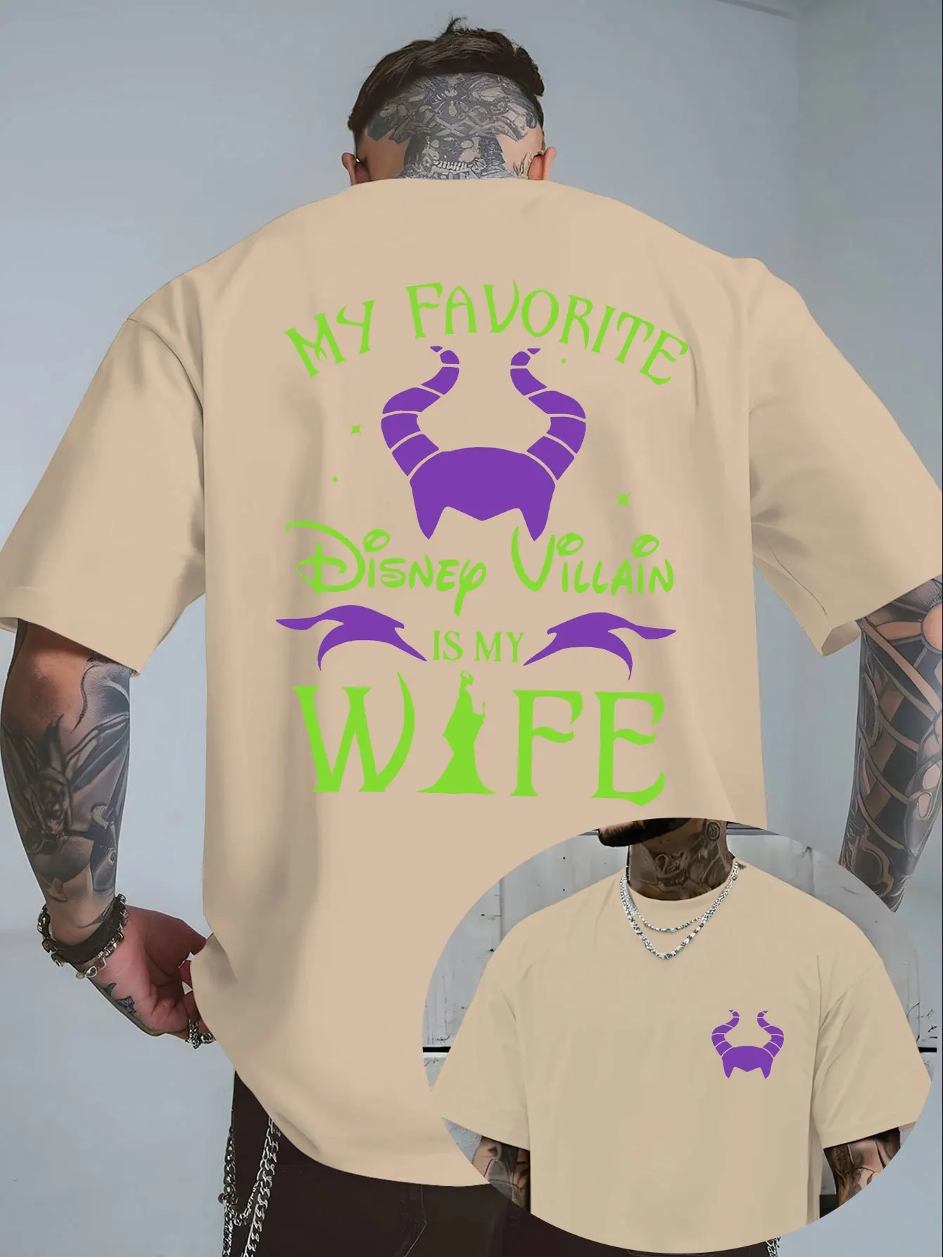 الرجال "شريلي ديزني المفضل هو زوجتي" مطبوعة على الوجهين مطبوعة بأكمام قصيرة كاجوال #2