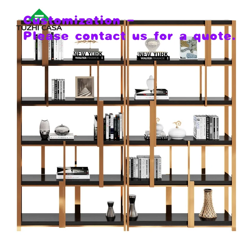 custom.Double Sided Stainless Steel Wrought Iron Metal Library Book Rack Bookshelf