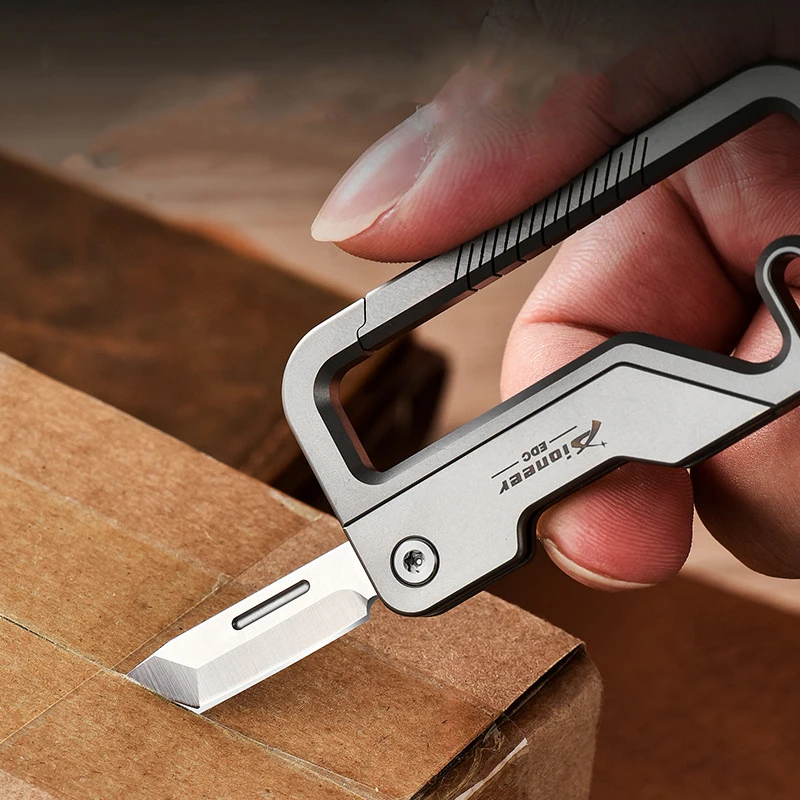 Titanium Alloy Men's EDC Multifunctional Tool-Folding Self-Defense Knife, Portable Keychain Clip Outdoor Camping Accessories