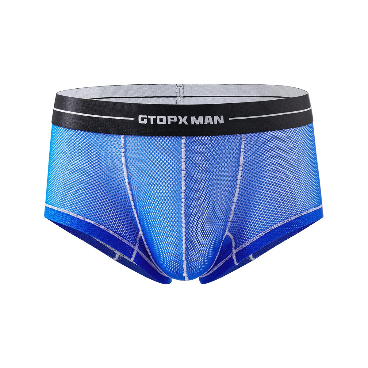 Boxershorts Men Full Mesh Underpants Thin Ice Silk U Convex Low Waist Transparent Boys Underwear