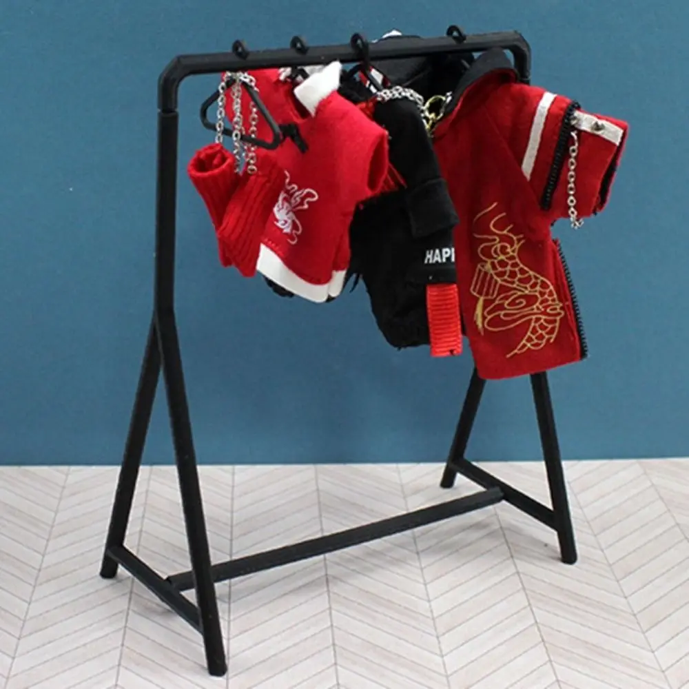 

1/12 Scale Doll Clothes Rack Garment Organizer Display Stand Miniature Hangers Wardrobe Earrings Jewelry Dollhouse Clothing Rack