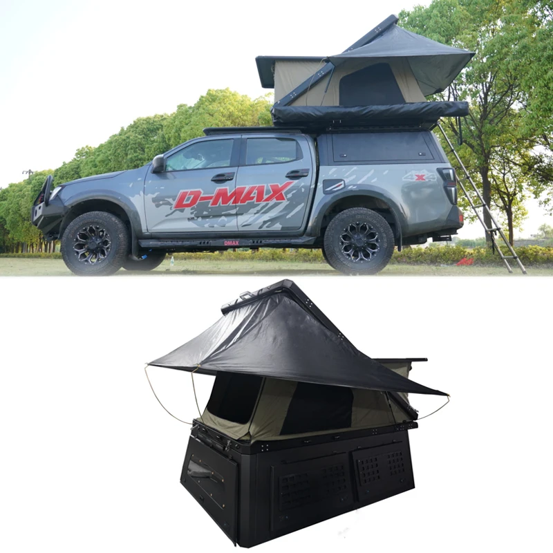 Lightweight Aluminum Pickup Truck Bed Waterproof Pickup Canopy Camper Tent Triple Fold Lid Roller Blind Flat Cover Tray