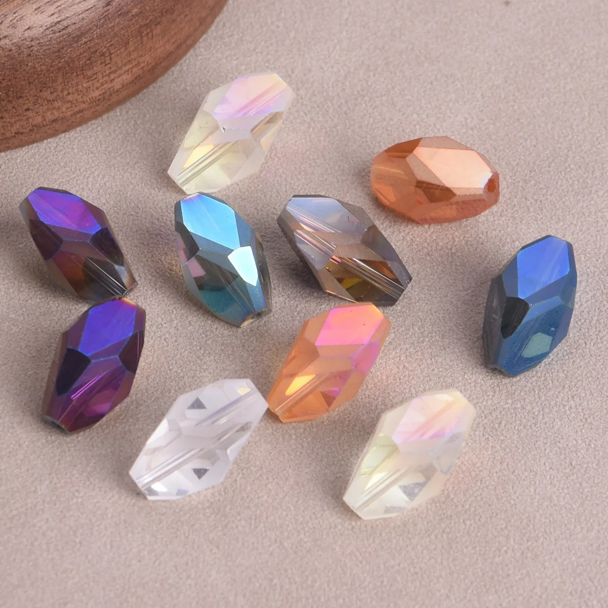 10pcs 15x10mm Oval Faceted Matte Crystal Glass Loose Crafts Beads for Jewelry Making DIY Crafts Findings