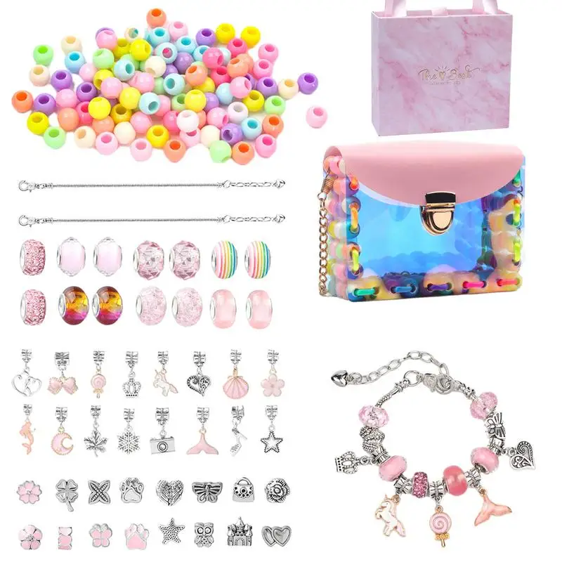 Charm Bracelet Kit For Girls Crafting Beads Jewelry Charm Bracelet Set Boost Creativity And Imagination Enjoy Hands-On Fun Art