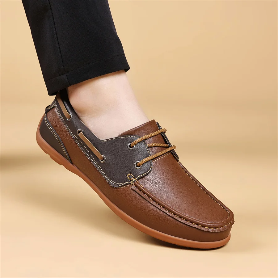 Loafers Shoes PU Leather High Quality Comfortable Slip-On Soft Flat Versatile Trendy Driving Shoes Moccasins for Spring Men's
