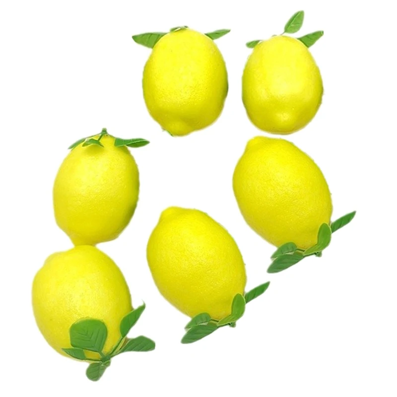 Pack Of 6 Artificial Lemons Replicas Realistic Faux Fruit Shaped Photography Props Stylish Kitchen Table Decoration