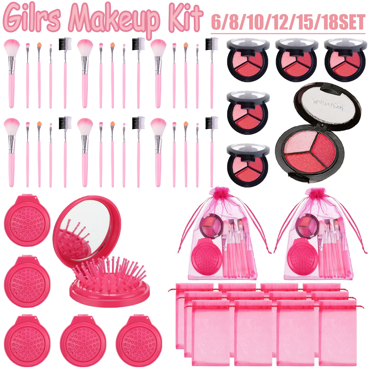 6-18 Sets Pink Spa Party Supplies Favors for Girls Kids Make Up Birthday Party Favors Sleepover Slumber Party Spa Day Supplies