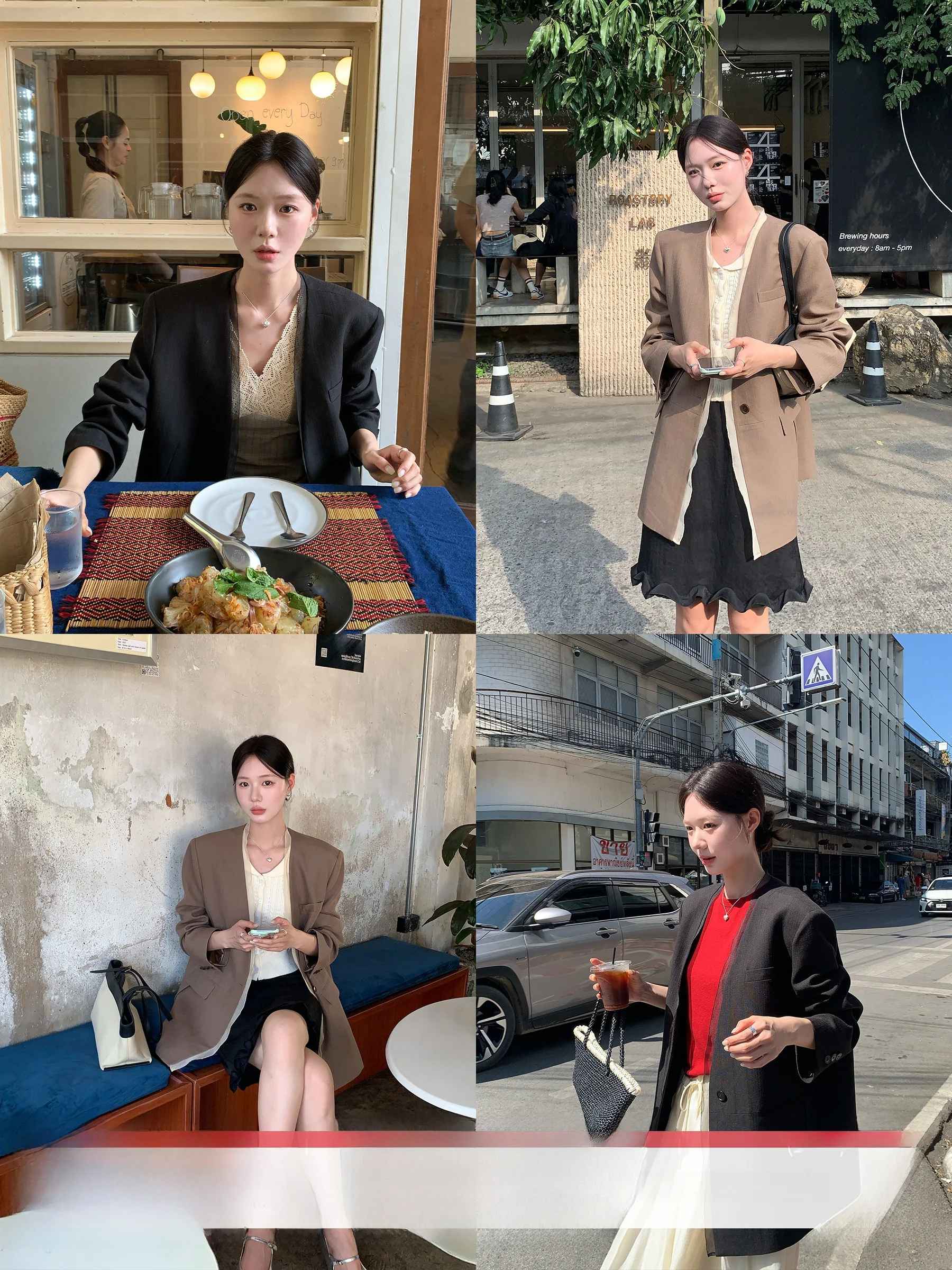 DH Large FlowerSister Feel SuitLinen Early Spring Korean Sle mat No Collar Patchwork Lace  Versatile Loose Suit