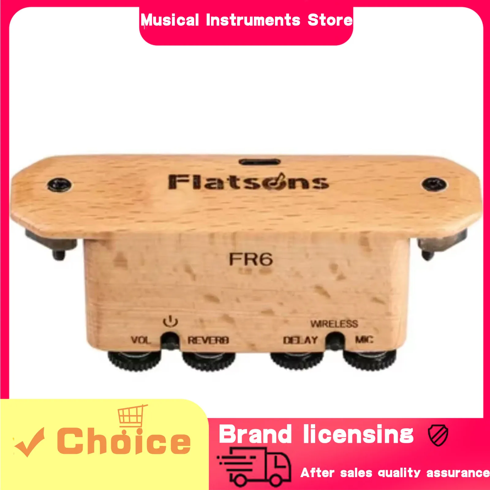 

Flatsons FR6 BT Resonance Acoustic Guitar Pickup with Reverberation Delay Effect Soundhole Clip-on Rechargeable Pickup Parts