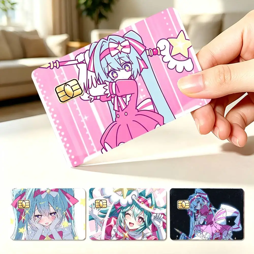 Retry NOW Cute M-Miku  4pcs 1Set Card Stickers Small Waterproof Chip 4PCS Card Sticker Anti-Scratch