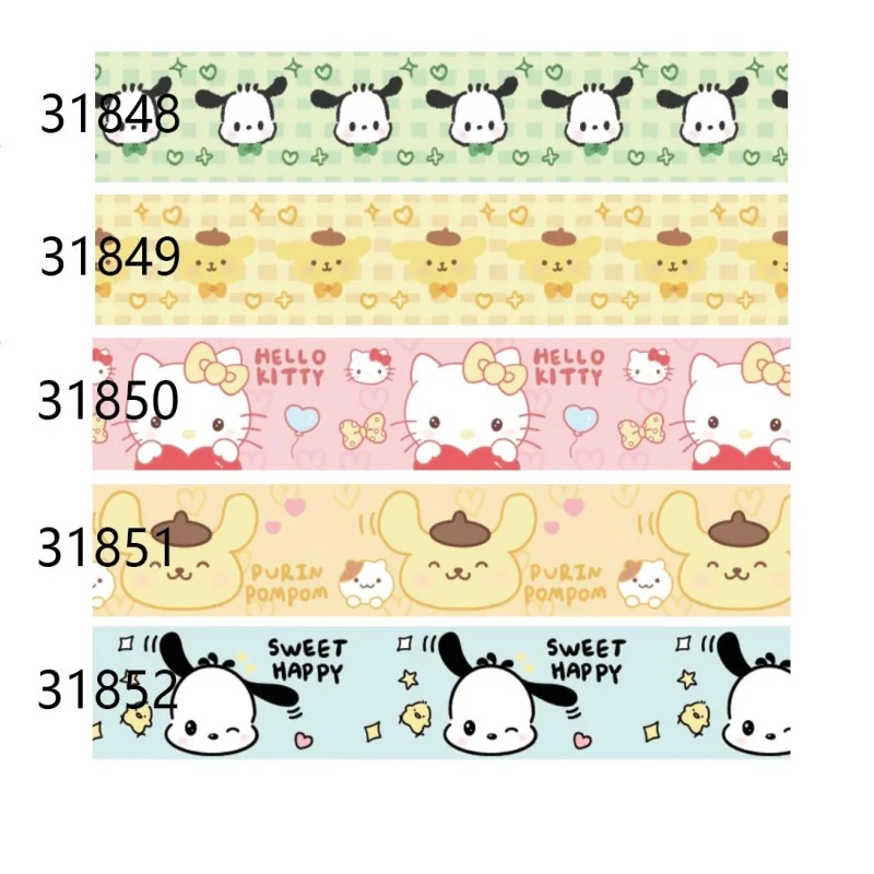 Sweet Sanrio Character Grosgrain Ribbon 25mm 10Yards for Bows DIY Craft Material Handmade Accessories