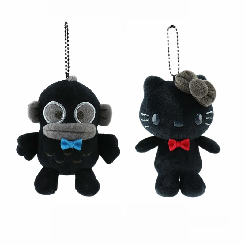 New Miniso Hello kitty Plush toy Clownfish Hangyodon keychain backpack pendant cute Black series dolls