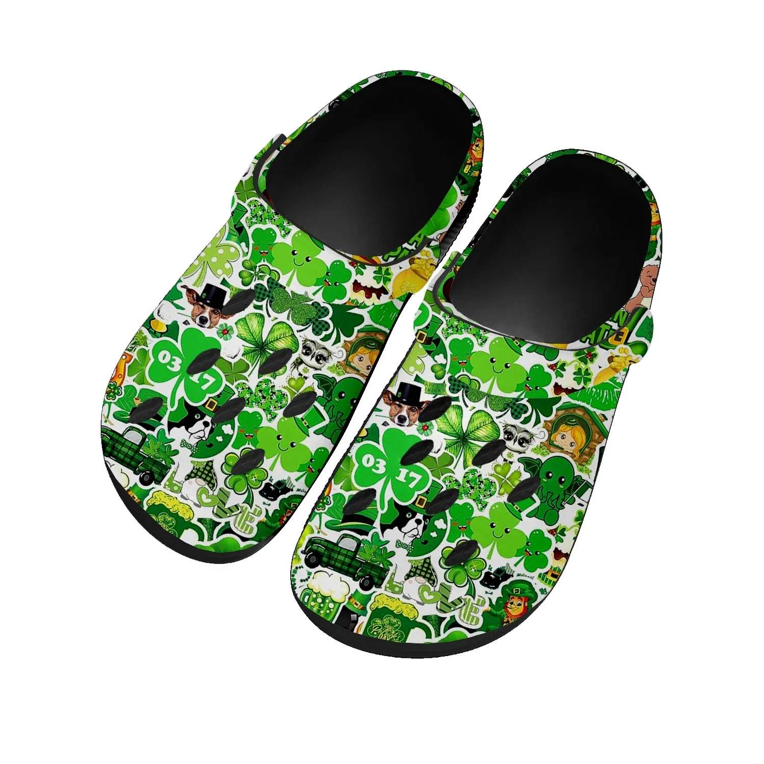 

Lucky Shamrock Home Clogs Custom Water Shoes St Patricks Day Mens Womens Teenager Sandals Garden Clog Breathable Hole Slippers