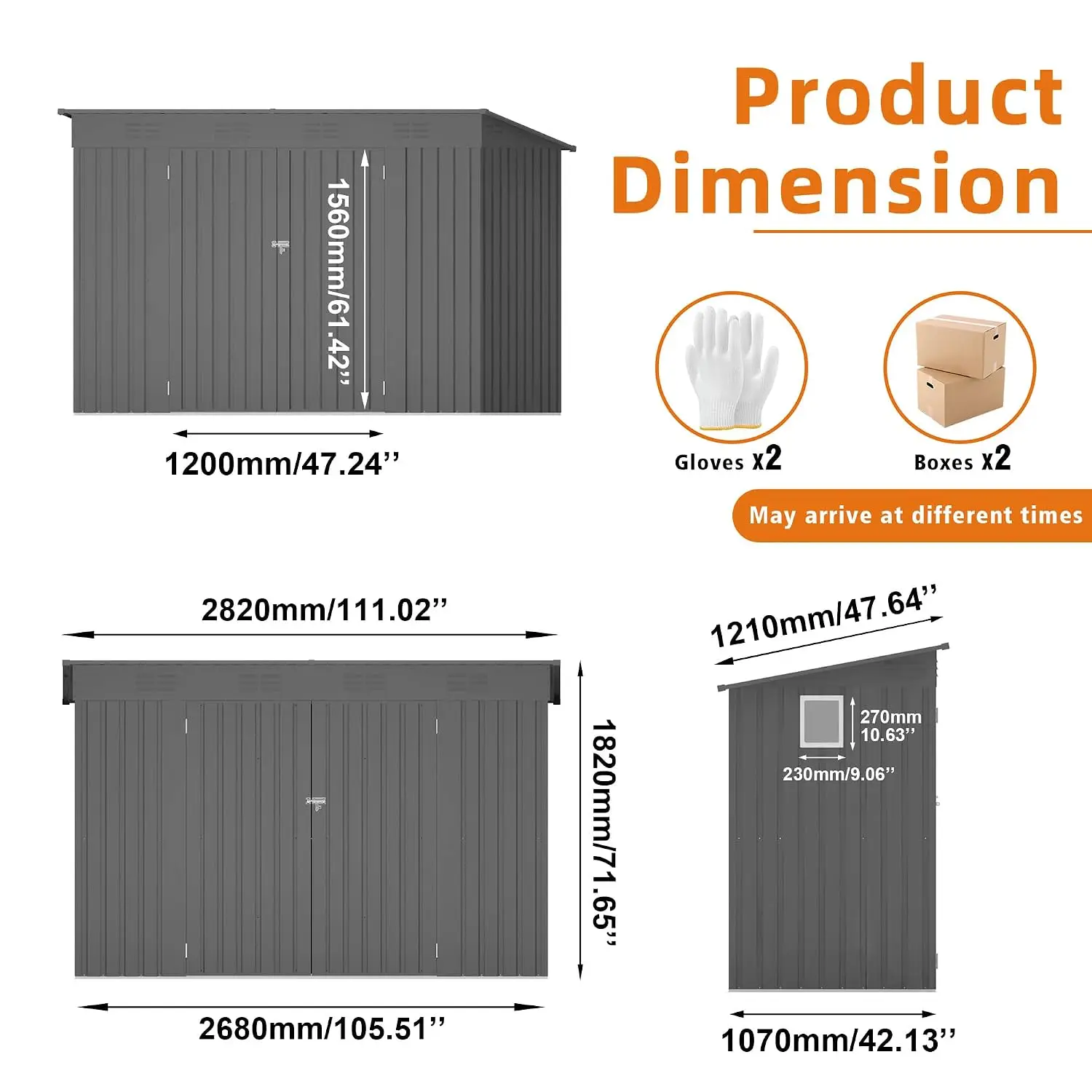 9x4FT Metal Lean to Shed with Window & Lockable Door Outdoor Garden Storage Tool Shed for Bike Lawn Mower, Customized - view 5