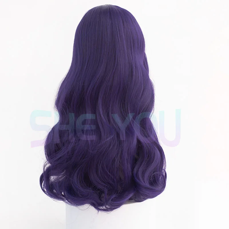 High Quality  Dark Purple Misato Katsuragi Cosplay Wig EVA Cosplay Wig Heat Resistant Cosplay Anime Cosplay Wigs + Wig Cap