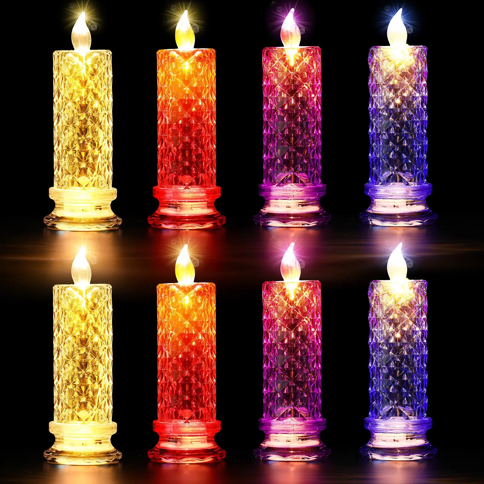 Rose Shadow Flameless LED Candles Romantic Battery Operated Candles for Outdoor Tables Christmas Valentine\'s Day