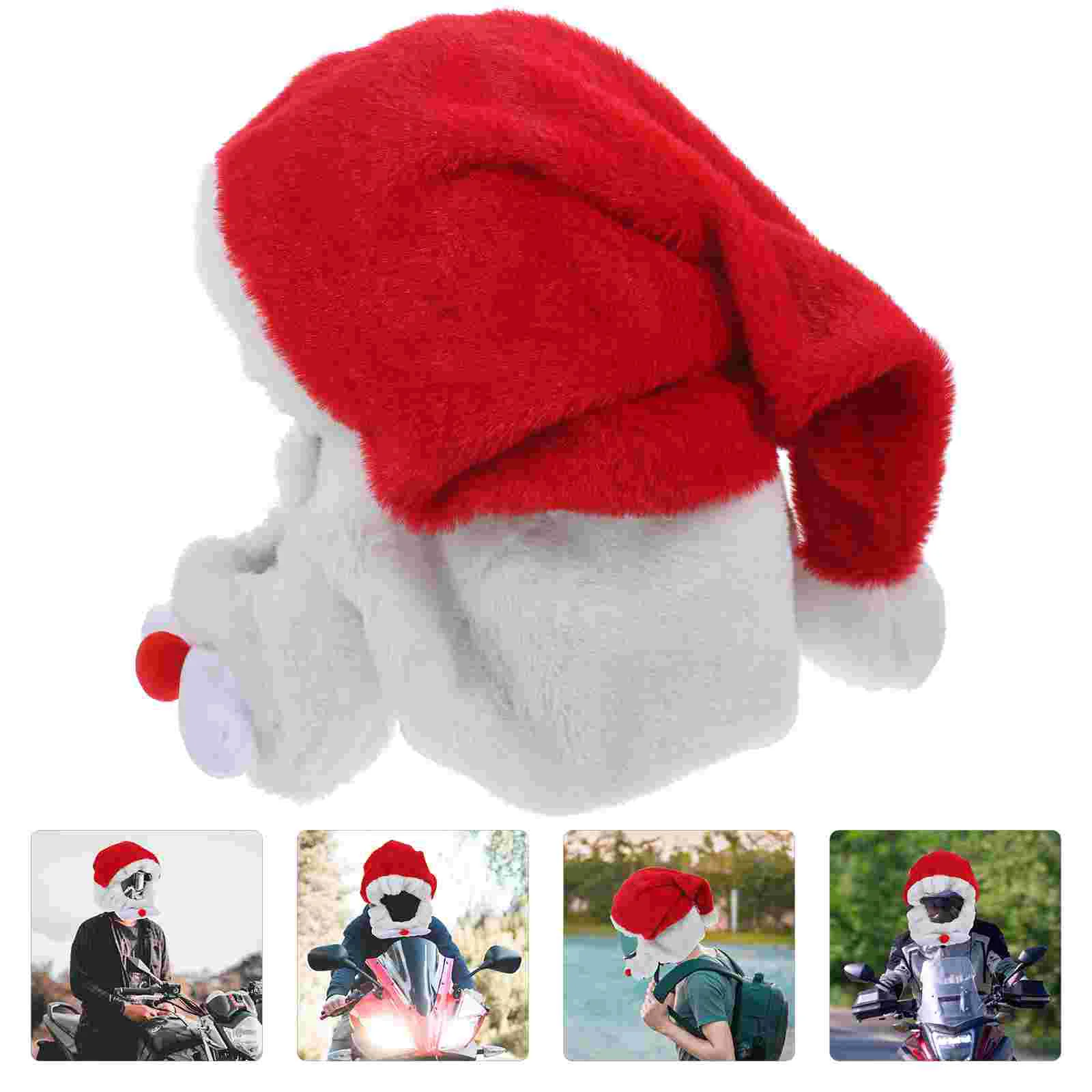 

Christmas Hat Santa Dress Up Claus ‘s Protector Personalized Helmets Cover Cap Motorbike Polyester