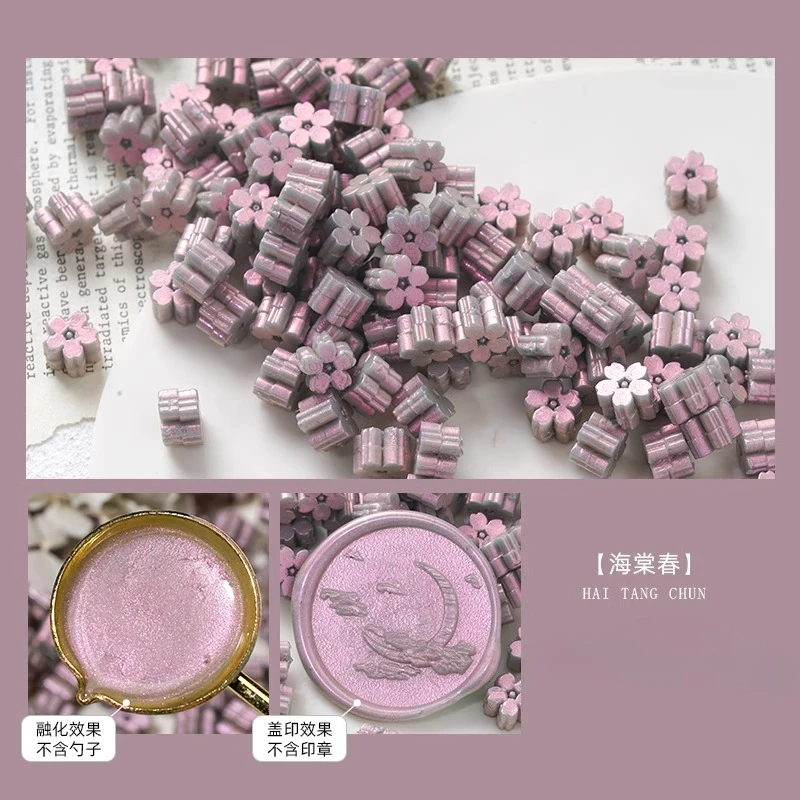 60 stks/zak Flash Parelmoer Sakura Lakzegel Stempel Kralen DIY Envelop Huwelijksuitnodiging Oude Zegel Wax Stempel Maken Gereedschap