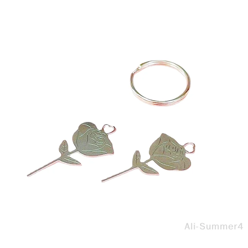 2 stks/set Rose Vorm Roestvrij Stalen Naald voor Smartphone Sim Lade Verwijderen Eject Pin Key Tool Universele Vingerhoed