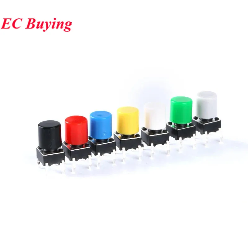 100Pcs/20pcs Mini Micro Switch Touch Tactile Push Button Switch 6×6 4.3/5/6/7/8/9/10/11/12/13/14/15MM Vertical 4 Pin Switch Cap