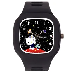 Sanrio Hello Kitty reloj de pulsera con melodía de dibujos animados, Kuromi Cinnamoroll, correa de silicona, cuarzo informal, regalos de cumpleaños para niñas